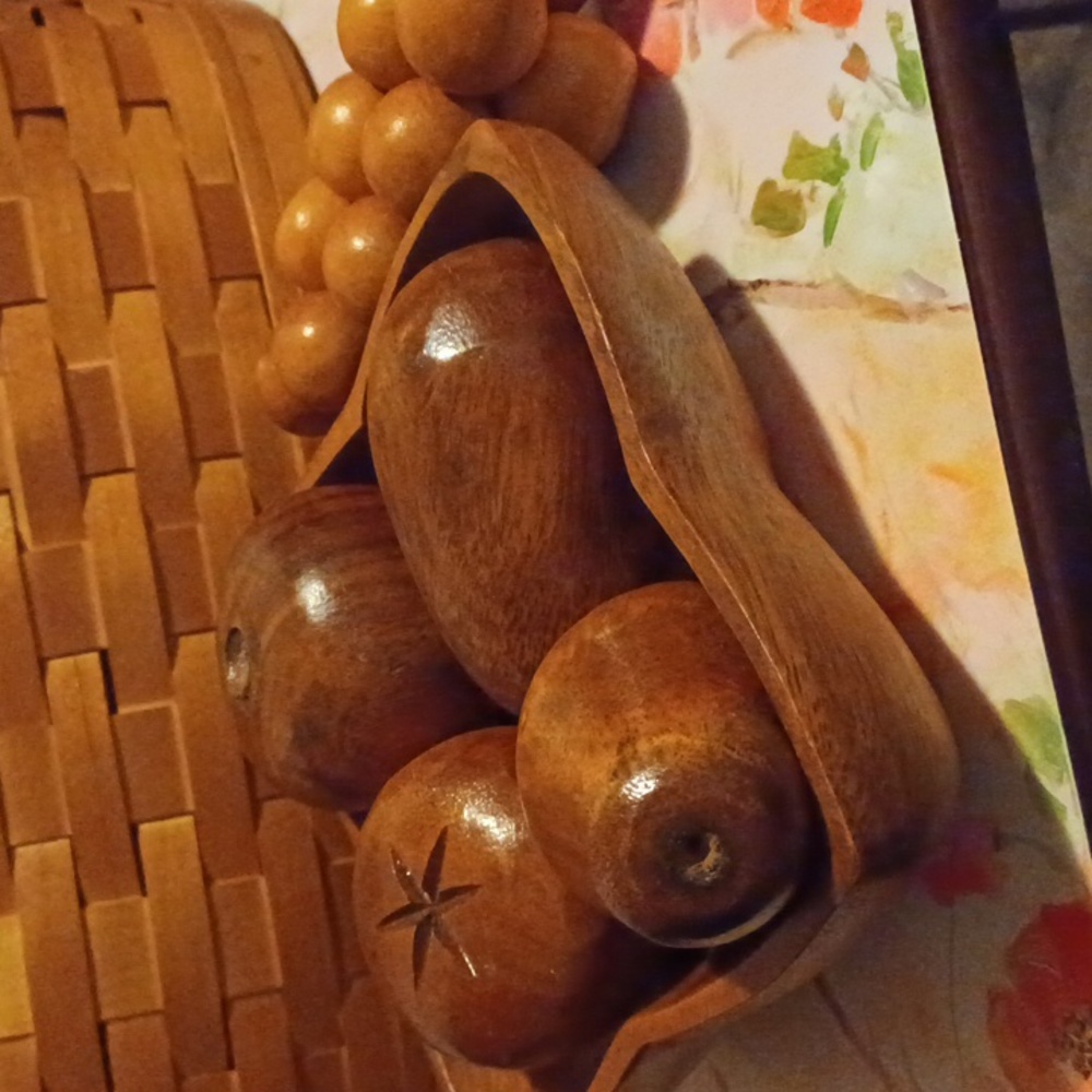 Vintage Wooden Fruit and Bowl